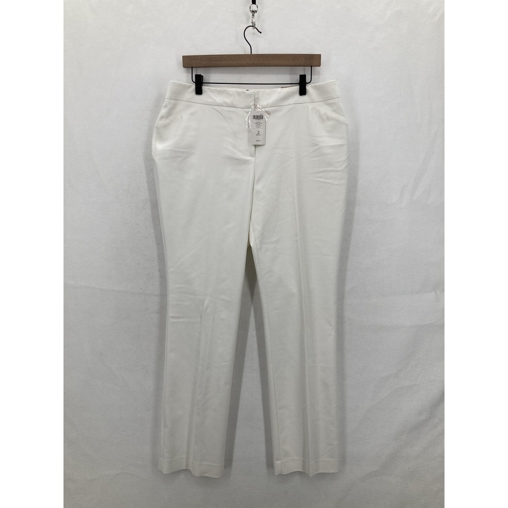 Chico's Pants Womens 2 Optic White City Chic Slim Leg Trouser Work Career NWT